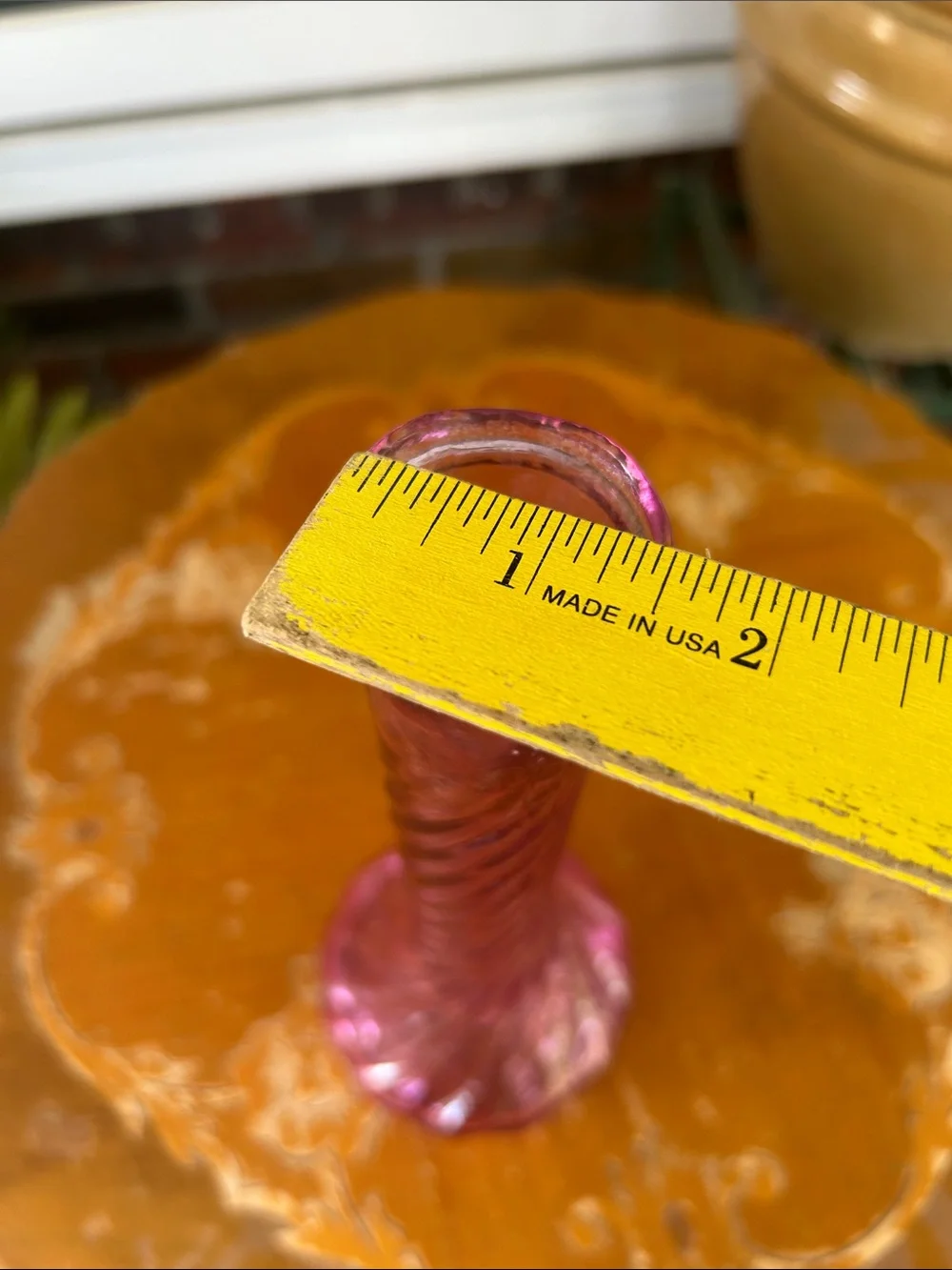 Vintage Pink Swirled Glass Bud Vase -